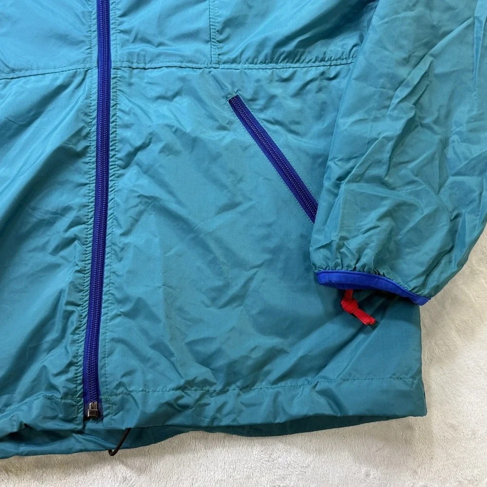 Vintage Sierra Designs Rain Jacket Small Teal Blue Nylon Packable Hooded 90s